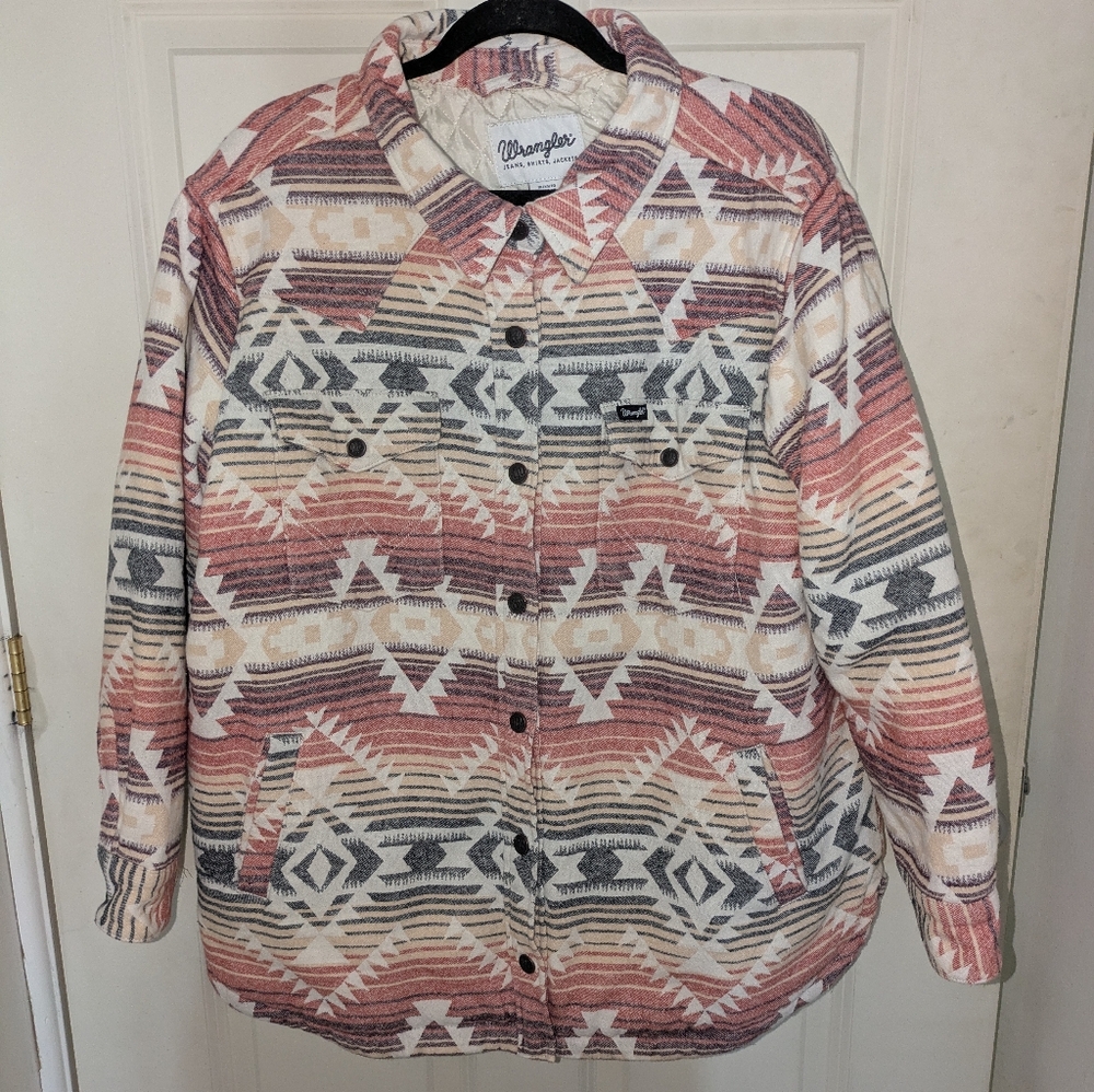 Wrangler Pink and Gray Geometric Utility Jacket